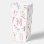 Watercolor Pink & Green Mahjong Tiles Monogram Bedankdoosjes (Voorkant)