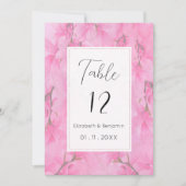Watercolor pink green orchid flowers Table Numbers Kaart (Voorkant)