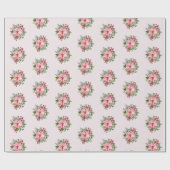 Watercolor Pink & Green Poinsettia Bouquet Pattern Cadeaupapier (Vlak)