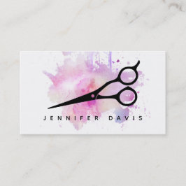 watercolor pink hairstylist hair stylist splatter visitekaartje