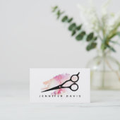 watercolor pink hairstylist hair stylist splatter visitekaartje (Staand voorkant)