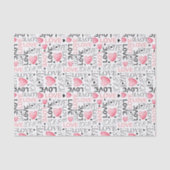 Watercolor Pink Hearts Love Script Valentine's Day Tissuepapier (Voorkant)