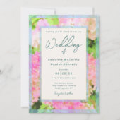 Watercolor Pink Hydrangea Garden QR Code Wedding  Kaart (Voorkant)