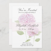 Watercolor Pink Hydrangea Invitation Kaart (Voorkant / Achterkant)