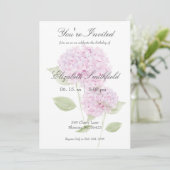 Watercolor Pink Hydrangea Invitation Kaart (Staand voorkant)