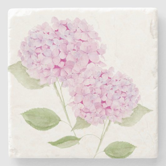 Watercolor Pink Hydrangea Stenen Onderzetter (Voorkant)