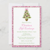 Watercolor Pink Leopard Christmas Tree Party Kaart (Voorkant)