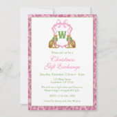Watercolor Pink Leopard Monogram Crest Party Kaart (Voorkant)