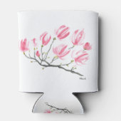 Watercolor Pink Magnolia Nature Botanical Floral Blikjeskoeler (Achterkant)