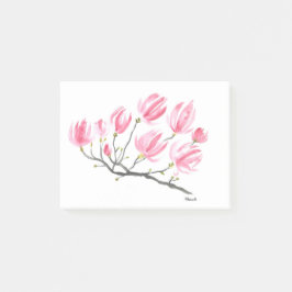 Watercolor Pink Magnolia Nature Botanical Floral Post-it® Notes