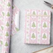 Watercolor Pink Mahjong Christmas Tree Cadeaupapier