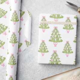 Watercolor Pink Mahjong Christmas Tree Cadeaupapier
