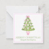 Watercolor Pink Mahjong Christmas Tree Notitiekaartje (Voorkant)