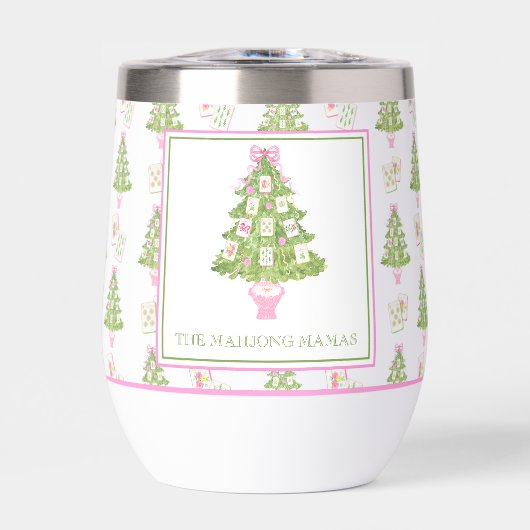 Watercolor Pink Mahjong Christmas Tree Party (Voorkant)