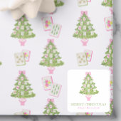 Watercolor Pink Mahjong Christmas Tree Vierkante Sticker