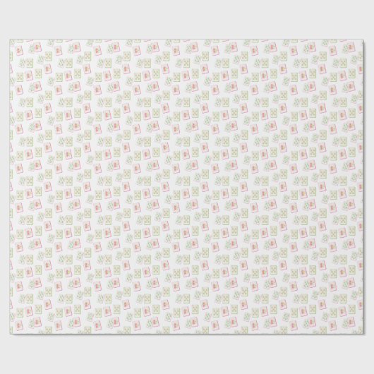 Watercolor Pink Mahjong Tiles Cadeaupapier (Vlak)