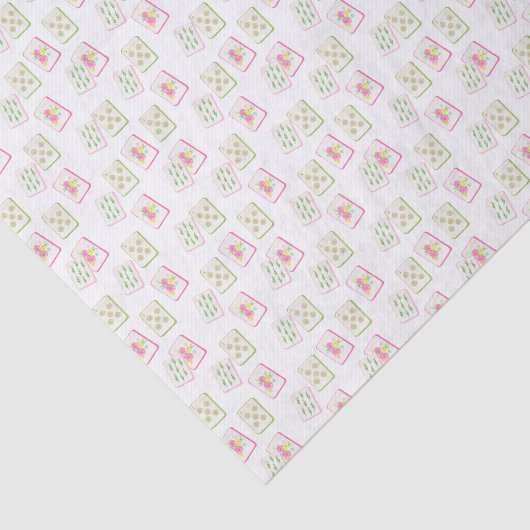 Watercolor Pink Mahjong Tiles Tissuepapier (Detail)