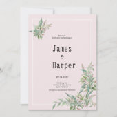 Watercolor pink mint flower bouquet Wedding Kaart (Voorkant)
