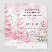 Watercolor Pink New Year's Eve Party  Kaart (Voorkant / Achterkant)