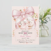 Watercolor Pink Nursery Baby Shower Invitation Kaart (Staand voorkant)
