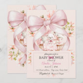 Watercolor Pink Nursery Baby Shower Invitation Kaart (Voorkant / Achterkant)
