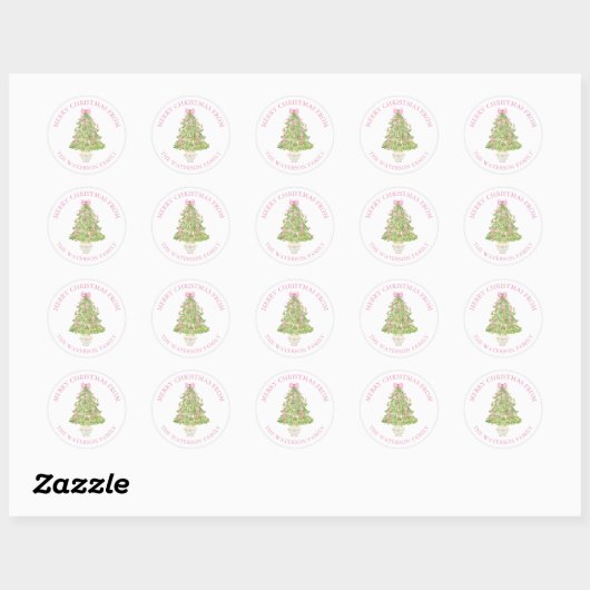 Watercolor Pink Nutcracker Christmas Tree Ronde Sticker (Vel)