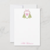 Watercolor Pink Nutcracker Monogram Crest Notitiekaartje (Voorkant)