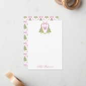 Watercolor Pink Nutcracker Monogram Crest Notitiekaartje (Voorkant / Achterkant in situ)