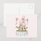 Watercolor Pink Orchid Flower Vase  Briefkaart (Voorkant / Achterkant)