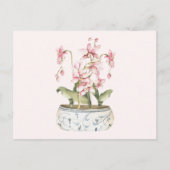 Watercolor Pink Orchid Flower Vase  Briefkaart (Voorkant)