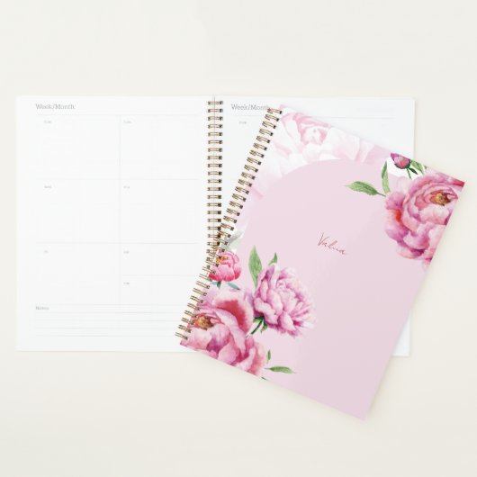 Watercolor Pink Peony Floral Planner (Display)