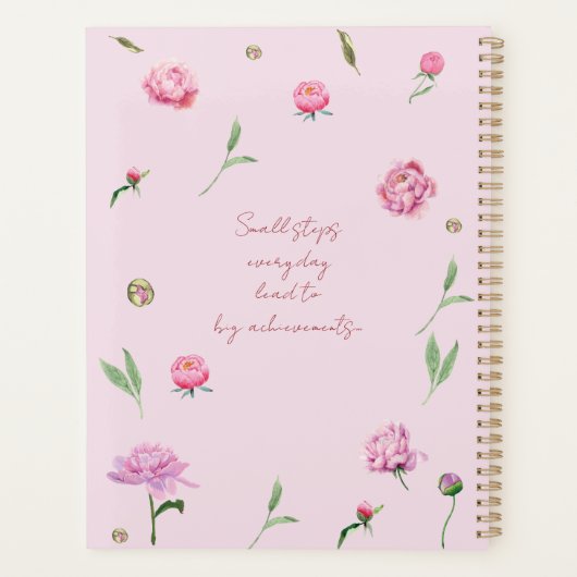 Watercolor Pink Peony Floral Planner (Achterkant)