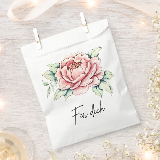 Watercolor Pink Peony Gift Bag Bedankzakje (Geknipt)