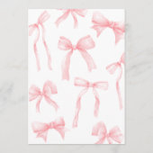 Watercolor Pink Ribbon Bow Baby Shower Kaart (Achterkant)