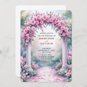 Watercolor Pink Rose Arch Garden Invitation Kaart (Voorkant / Achterkant)