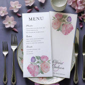  Watercolor Pink Rose & Peonie Wedding Menu