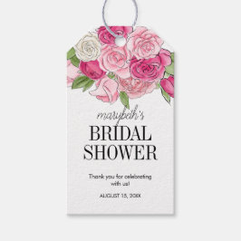 Watercolor Pink Roses Bridal Shower Gift Tag Cadeaulabel