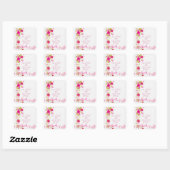 Watercolor Pink Roses Hearts Romantic Lovers  Vierkante Sticker (Vel)
