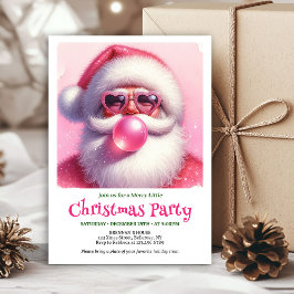 Watercolor Pink Santa Bubble Gum Funny Christmas  Kaart
