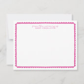 Watercolor Pink Scalloped Nursery Note Card Aankondiging (Voorkant)