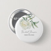 Watercolor Pioen Bloem | Bruidsfeest Ronde Button 5,7 Cm (Voorkant /achterkant)