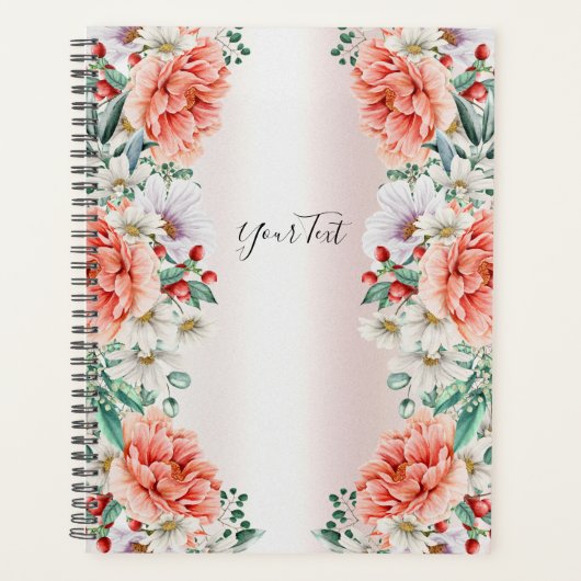 Watercolor Pioen Bloem Bruiloftsplanner Planner (Voorkant)