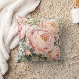 Watercolor Pioen Bloem Kussen – Elegante Pass