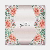 Watercolor Pioen Bloem Magneet (Voorkant)