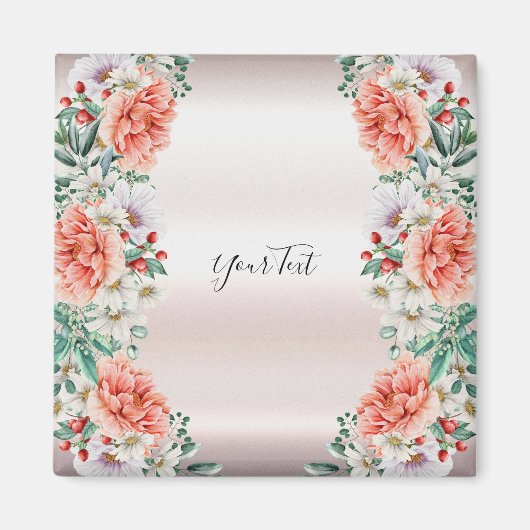 Watercolor Pioen Bloem Magneet (Voorkant)