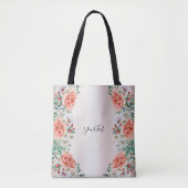 Watercolor Pioen Bloem Tote Tas (Voorkant)