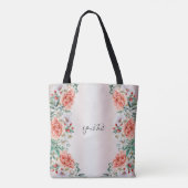 Watercolor Pioen Bloem Tote Tas (Achterkant)