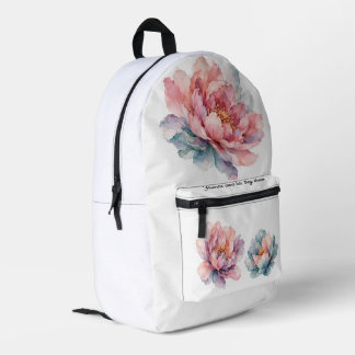 Watercolor Pioen Bloemen Bedrukte Rugzak