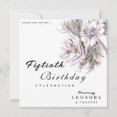 Watercolor Pioen Bloemen ELKE Verjaardagsfeest Kaart (Voorkant)