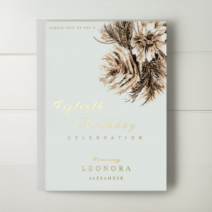 Watercolor Pioen Bloemen Verjaardagsfeestje Folie Uitnodiging